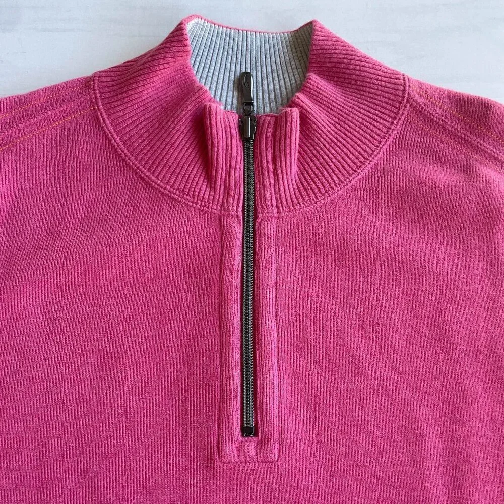 Tommy‎ Bahama Woman's Pink Pullover Quarter Zip, Heavyweight Heavy Kit Thick